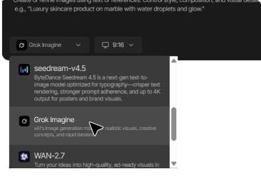 Open Tagshop AI and select Grok Imagine Image