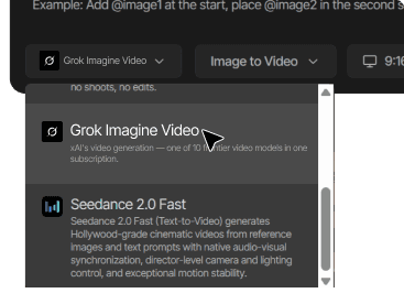 Open Tagshop AI and select Grok Imagine Video