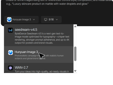 Open Tagshop AI and select Hunyuan Image 3